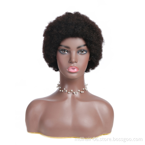Wholesale Pixie Cut Machine Made Wigs Short Human Hair Wigs for Black Women Short Jerry Curly Wig Natural Black 1B